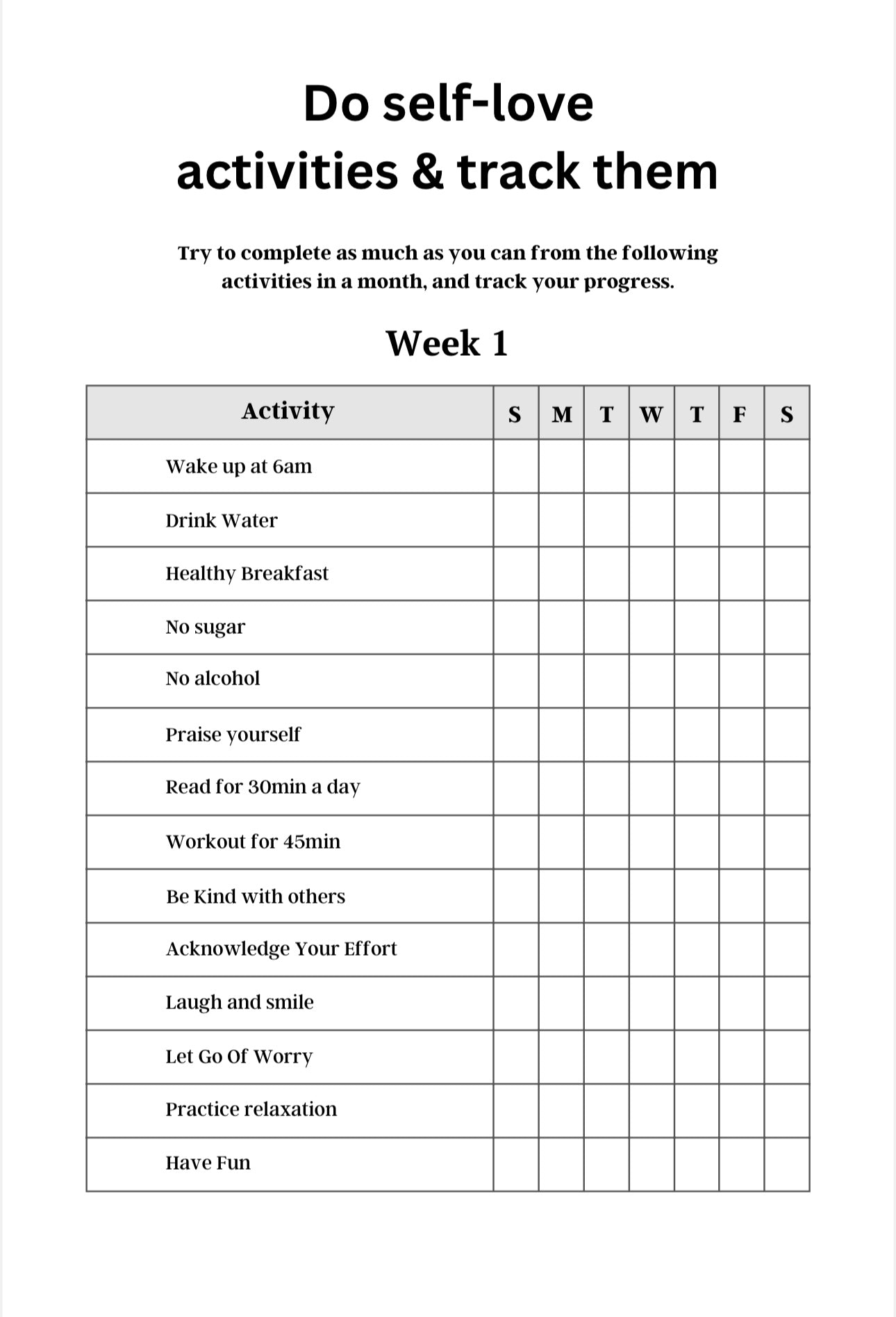 Self Love Digital Workbook