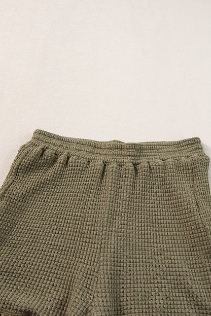 Laurel Green Fringe Trim Textured Short Two Piece Set