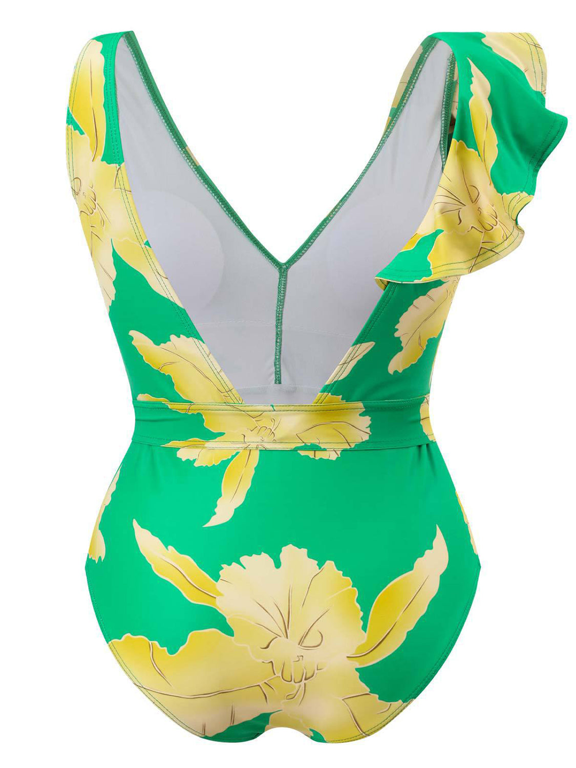 Tied Printed V-Neck Sleeveless One-Piece Swimwear