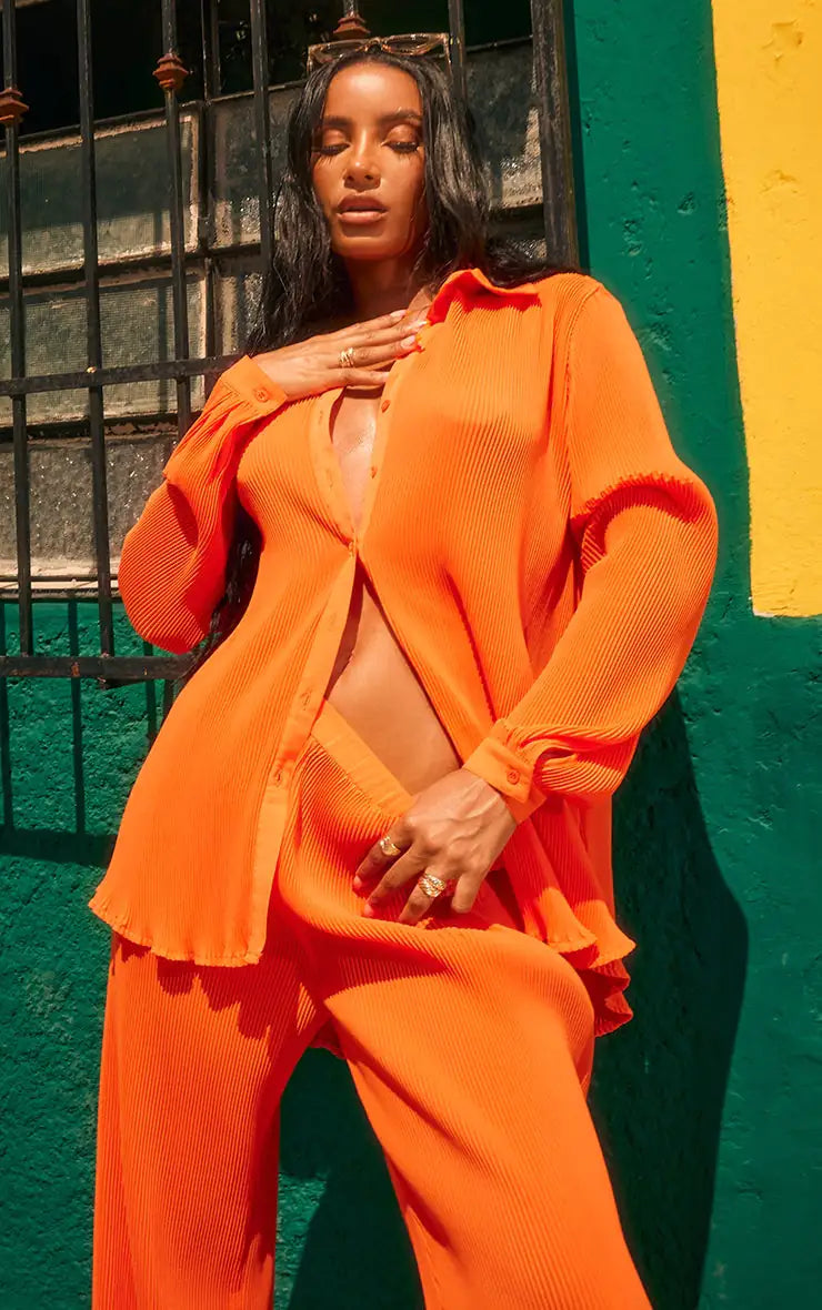 Olivia Edge Shirt & Pants Set in Orange