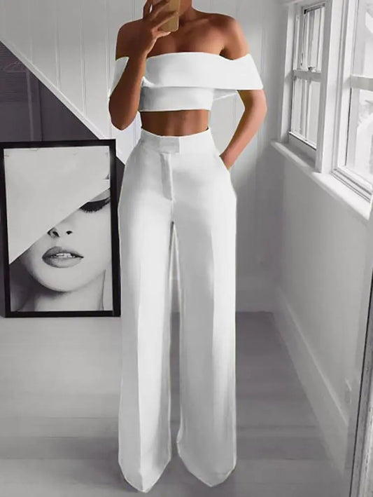 Charlotte Cropped Top + Long Trousers Set