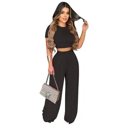 Elizabeth Casual Crop Top Set