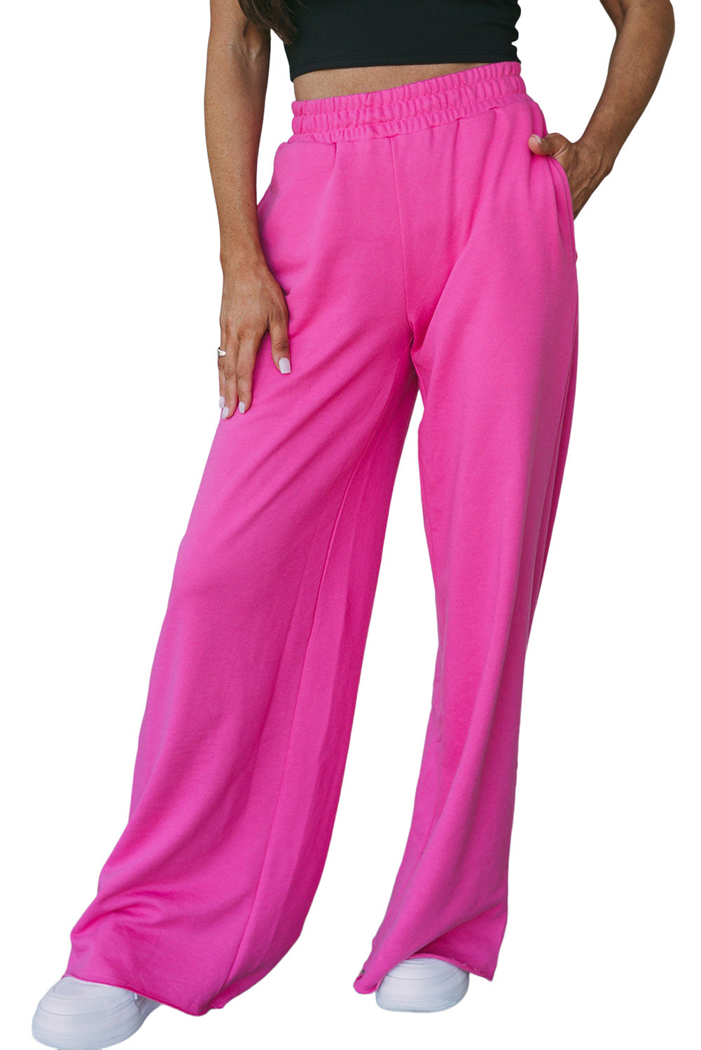 Rose Elastic Waist Pocketed Wide Leg Pants