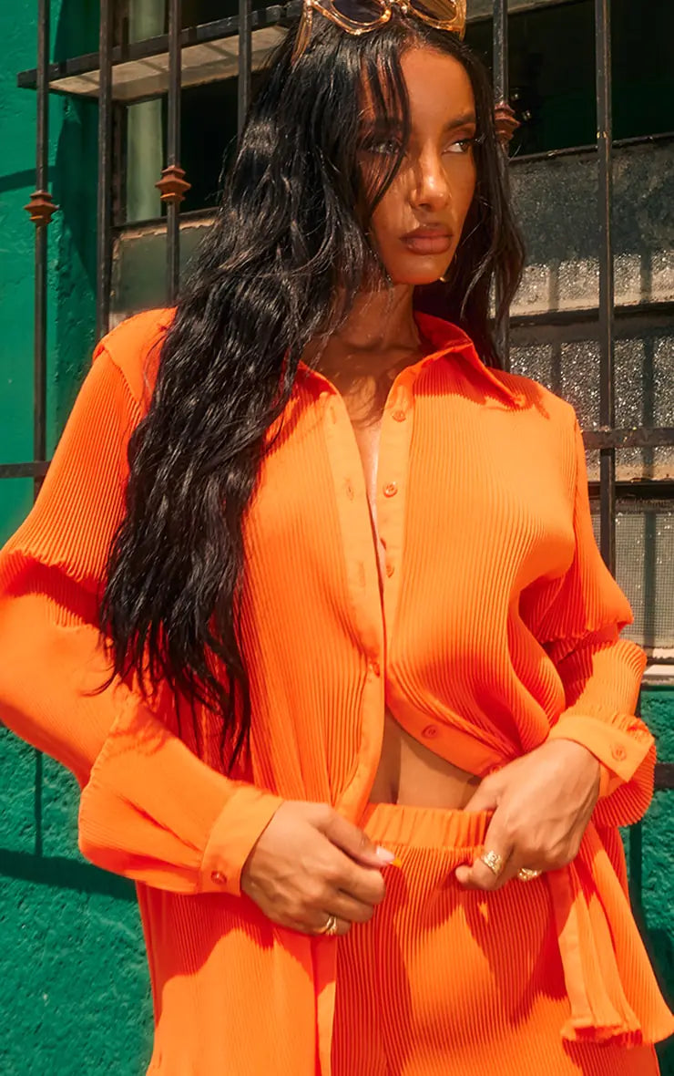 Olivia Edge Shirt & Pants Set in Orange