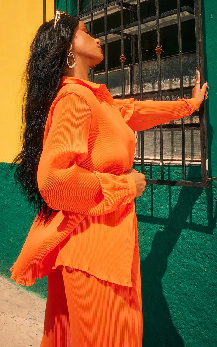 Olivia Edge Shirt & Pants Set in Orange