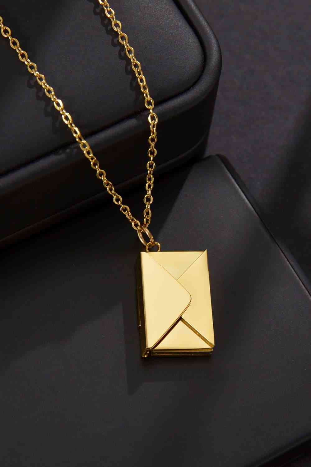 Envelope Pendant Stainless Steel Necklace